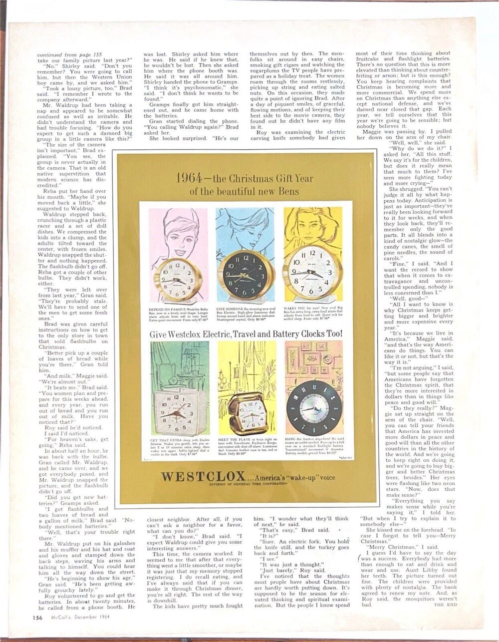 Vintage Westclox Alarm Clock Print Ad Travel Battery Electric 1960s Electronics